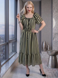 Vestido Midi de Rayas Verticales, Corte Favorecedor, Elegancia Casual y Estilo Sofisticado para Mujer
