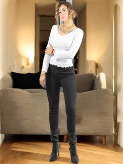 Blusa Manga Larga de Mujer Stretch Acanalada