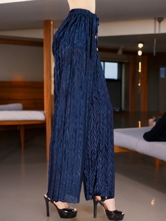 Pantalones de mujer palazzo de pierna ancha, pantalones sólidos con colores metálicos elegantes de dama