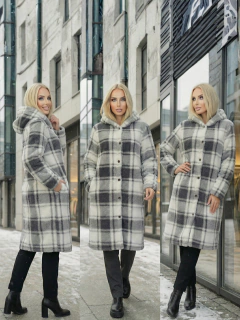 Abrigo Largo de cuadros para Mujer con Capucha, cardigan de cuadros, Chamarra Invierno Casual Elegante – Abrigo Acolchonado para Clima Frío - tienda en línea