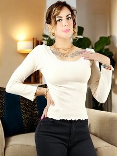 Blusa Manga Larga de Mujer Stretch Acanalada - MALABIS