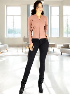 Suéter Cárdigan De Manga Larga Cuello Cierre y Capucha Casual Mujer Sweater