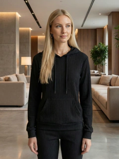 Conjunto de dos piezas para mujer, Jogger con Sudadera y Pants Acanalados. Conjunto de pants de mujer.