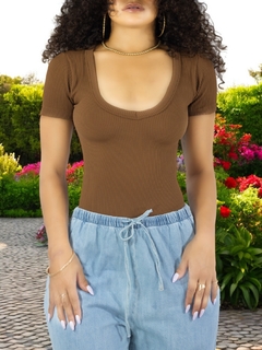 PLAYERA CUELLO V MUJER BLUSA TEXTURIZADA STRETCH DAMA - MALABIS