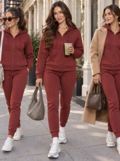 Imagen de Conjunto Mujer 2 Piezas, Sudadera con Capucha y Pantalón Jogger, Casual Deportivo, Cómodo y Térmico