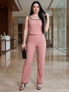 Conjunto Mujer 2 Piezas Tank Top y Pantalón Palazzo Acanalado | Tela Stretch Suave | Casual Elegante - comprar en línea