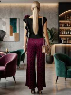 Conjunto de Mujer 2 Piezas | Pantalón Pierna Ancha y Blusa Asimétrica con Olanes | Set Elegante Casual con Caída Fluida - tienda en línea