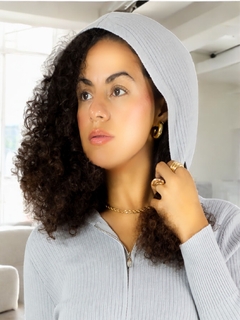 Suéter Cárdigan De Manga Larga Cuello Cierre y Capucha Casual Mujer Sweater