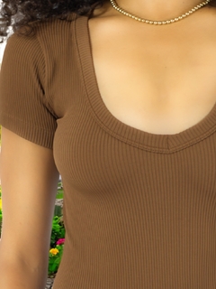PLAYERA CUELLO V MUJER BLUSA TEXTURIZADA STRETCH DAMA
