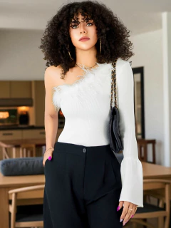 Blusa Mujer Elegante Una Manga Fiesta Oficina Estilo