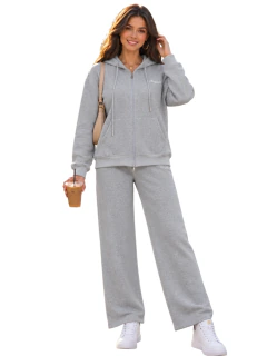 Imagen de Conjunto 2 Piezas para Mujer, Sudadera con Capucha y Pantalón de Pierna Ancha, Casual y Cómodo