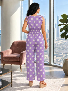 Imagen de Jumpsuit Elegante de Lunares para Mujer, Enterizo Chic de Pierna Ancha, Estilo Casual y Sofisticado