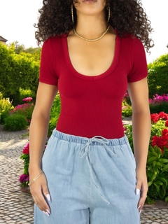 PLAYERA CUELLO V MUJER BLUSA TEXTURIZADA STRETCH DAMA - tienda en línea