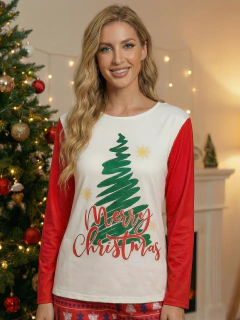 Imagen de Pijama Navideña para Mujer, Pantalón y Blusa de Manga Larga, Tela Suave y Elástica| Ropa de Dormir Cálida para Invierno|Conjunto de pijama.