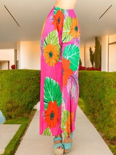 Pantalones de pierna ancha stretch con estampado y diseño plisado en internet