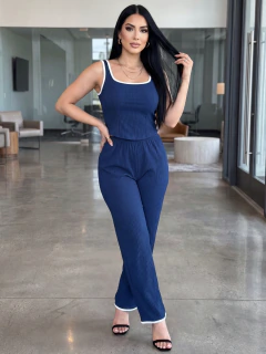 Conjunto Mujer 2 Piezas Tank Top y Pantalón Palazzo Acanalado | Tela Stretch Suave | Casual Elegante - comprar en línea