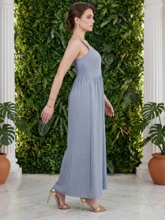 Imagen de Vestido Largo para Mujer | Vestido Midi Rayado con Tirantes | Corte Amplio y Cintura Ajustada