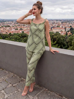Conjunto Casual Estampado para Mujer | Blusa de Tirantes Ajustables y Pantalón Ligero en internet