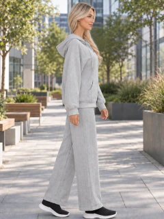 Conjunto 2 Piezas para Mujer, Sudadera con Capucha y Pantalón de Pierna Ancha, Cómodo y Elegante - comprar en línea