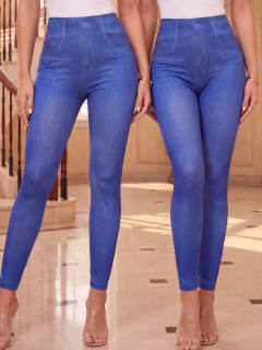 Pack 2 Leggings para Mujer | Efecto Mezclilla Estampados | Stretch Ajuste Moldeador - tienda en línea