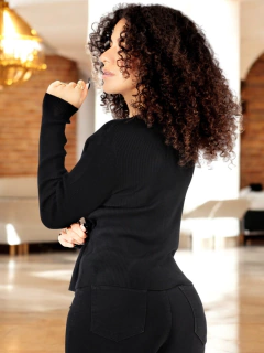 Imagen de Suéter de Mujer Manga Larga Acanalado, Sweater de Punto con Botones Elegante y Casual