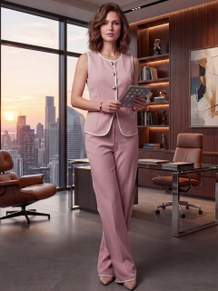 Conjunto Elegante para Mujer 2 Piezas | Chaleco sin Mangas y Pantalón Recto