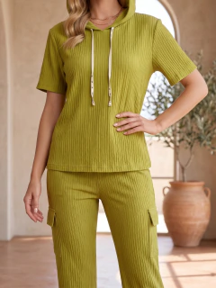 Conjunto 2 Piezas, Blusa con Capucha y Pantalón Cargo, Casual y Cómodo para Mujer - tienda en línea