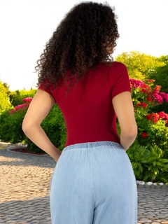 PLAYERA CUELLO V MUJER BLUSA TEXTURIZADA STRETCH DAMA - comprar en línea
