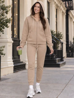 Conjunto Mujer 2 Piezas, Sudadera con Capucha y Pantalón Jogger, Casual Deportivo, Cómodo y Térmico
