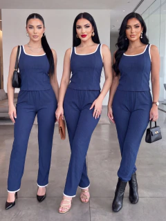 Conjunto Mujer 2 Piezas Tank Top y Pantalón Palazzo Acanalado | Tela Stretch Suave | Casual Elegante - MALABIS