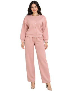 Conjunto Casual Chic de 2 Piezas, Blusa de Manga Larga y Pantalón Amplio para Mujer - comprar en línea