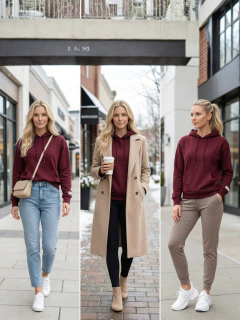 Imagen de Sudadera Hoodie para Mujer con Capucha y Bolsa Frontal | Tela Stretch Suave y Cómoda | Casual para Diario