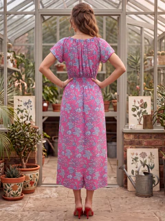 Vestido Midi Floral Mujer con Short Integrado | Escote Drapeado | Cintura Elástica | Unitalla en internet