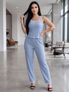 Conjunto Mujer 2 Piezas Tank Top y Pantalón Palazzo Acanalado | Tela Stretch Suave | Casual Elegante - comprar en línea