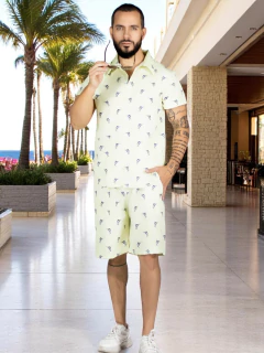 Conjunto Hombre Verano Camisa y Short a Juego Alberca Playa y Calor