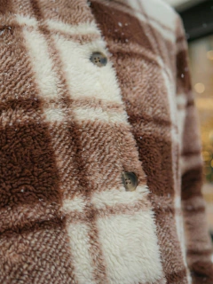 Imagen de Abrigo Largo de cuadros para Mujer con Capucha, cardigan de cuadros, Chamarra Invierno Casual Elegante – Abrigo Acolchonado para Clima Frío