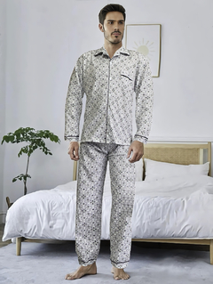 Pijamas Hombre De 2 Piezas Manga Larga Suave Cómoda Botones en internet