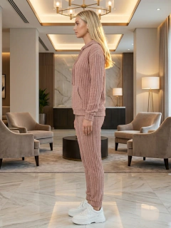 Conjunto de dos piezas para mujer, Jogger con Sudadera y Pants Acanalados. Conjunto de pants de mujer. - MALABIS