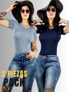 SET DE 2 BLUSAS PLAYERA DE MUJER CANALÉ STRETCH - tienda en línea