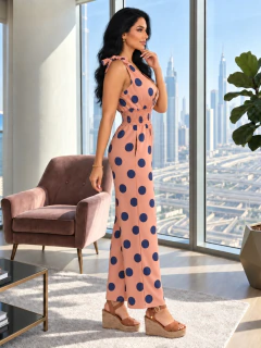 Jumpsuit Elegante de Lunares para Mujer, Enterizo Chic de Pierna Ancha, Estilo Casual y Sofisticado - tienda en línea