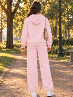 Conjunto 2 Piezas para Mujer, Sudadera con Capucha y Pantalón de Pierna Ancha, Casual y Cómodo - tienda en línea