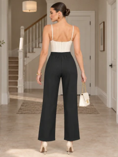Pantalón Elegante de Tiro Alto para Mujer, Pierna Ancha, Casual Chic, Cómodo y Versátil - MALABIS