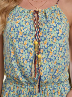 Jumpsuit Corto Floral Mujer Unitalla con Tirantes y Cintura Elástica | Romper Casual de Verano - tienda en línea
