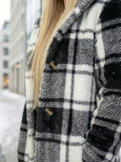 Abrigo Largo de cuadros para Mujer con Capucha, cardigan de cuadros, Chamarra Invierno Casual Elegante – Abrigo Acolchonado para Clima Frío - comprar en línea