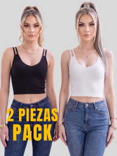 Set 2 Tops De Mujer Deportivo Casual Blusa Croptop Tirantes