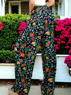 Pantalones de pierna ancha con estampado de Cintura Elástica
