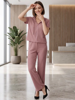 Imagen de Conjunto 2 Piezas, Sudadera con Capucha y Pantalón Acanalado, Casual Chic para Mujer