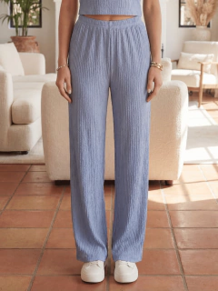 Conjunto de 2 Piezas Mujer | Top Halter y Pantalón Recto | Tela Acanalada Stretch - tienda en línea
