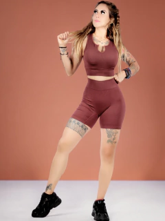 Imagen de Conjunto Deportivo Mujer de Short Y Top Con Copas Mujer Stretch Fit Push Up