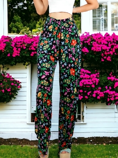 Pantalones de pierna ancha con estampado de Cintura Elástica en internet